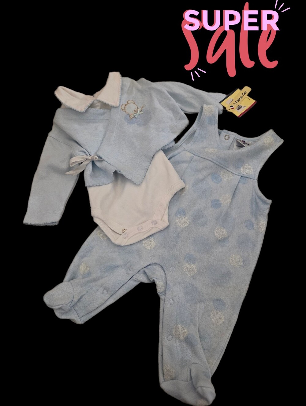 Absorba Romper and Jacket 3pc Set outfit Boys NB newborn